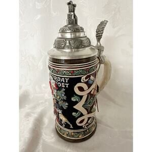 Saturday Evening Post Christmas Santa's Helper Beer Stein Anheuser Busch Limited